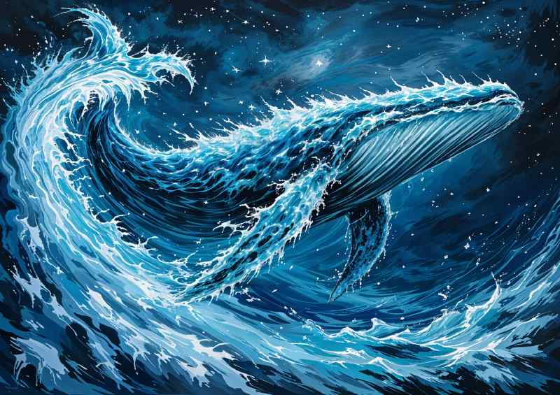 Crashing through the rough seas Humpback whale | Canvas