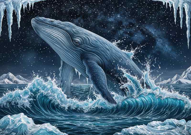 Ice cold sea humpback whale | Poster
