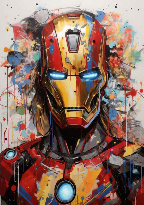 Iron Man colourful splash art style | Poster