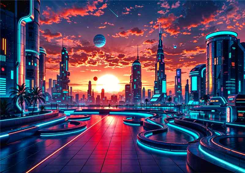 Future modern city neon at night | Canvas