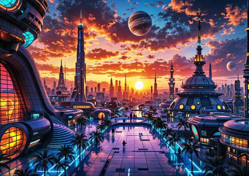 Sun rising over the bright neon lights | Di-Bond