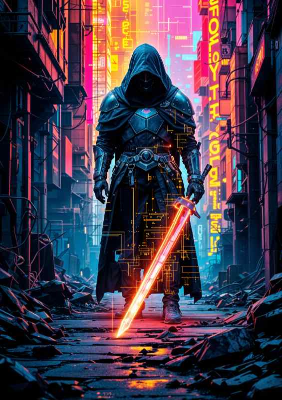 Digital neon warrior | Canvas