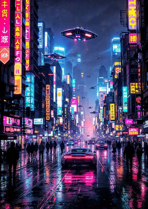 Space ships in the streets | Metal Poster