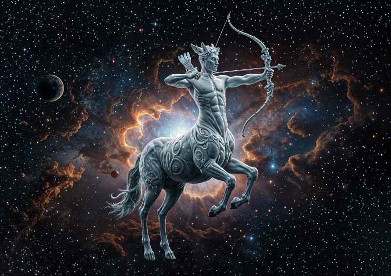 Space glowing male Centaur | Metal Poster