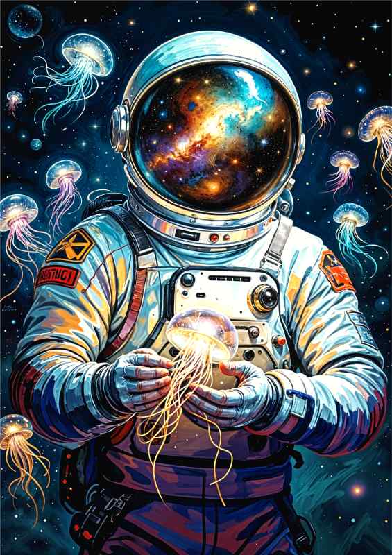 In space with the jellyfish | Canvas