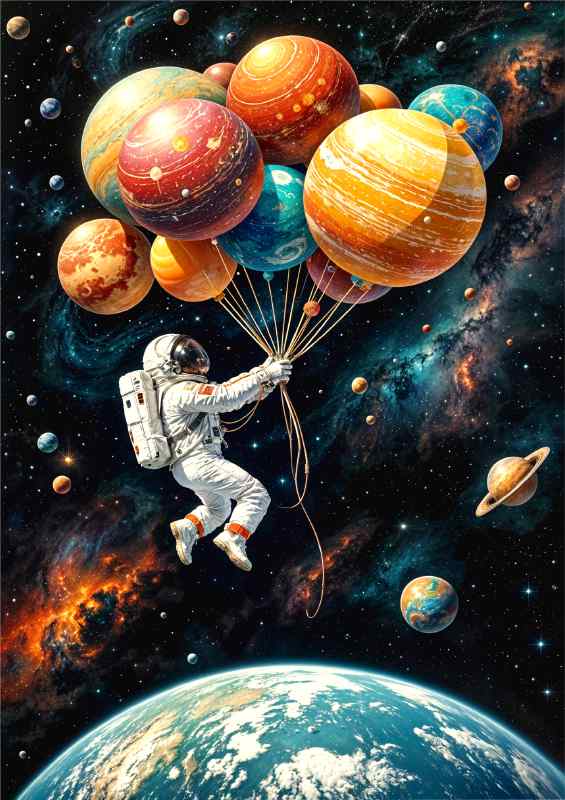 Space planet ballons | Poster