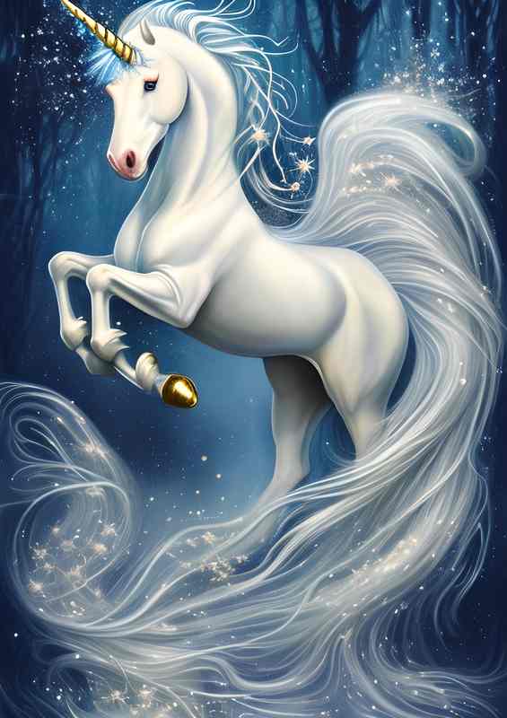 A Whimsical White Unicorn Horse | Poster