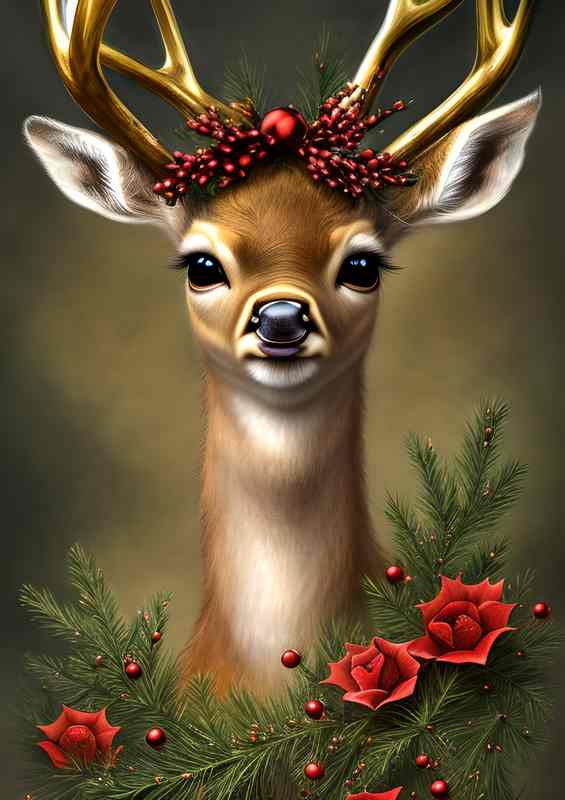 Cute Fawn Deer Big Eyes | Poster