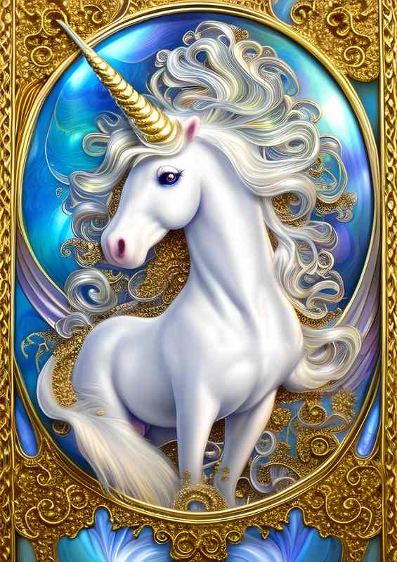 Cute White Unicorn In Full Colour | Poster