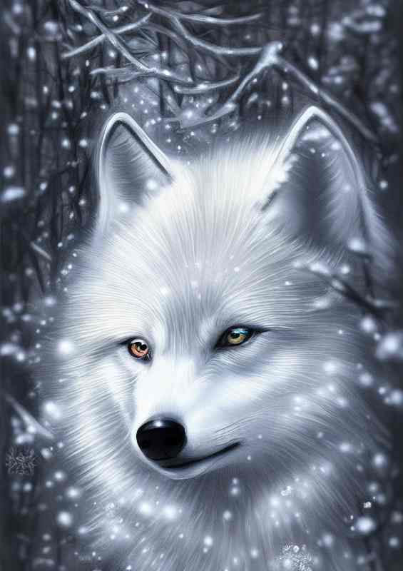 Cute White Wolf In Winter | Poster
