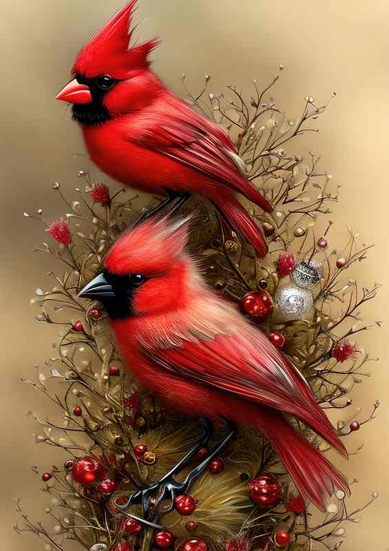 Fantasy Cardinal Painting Birds | Poster