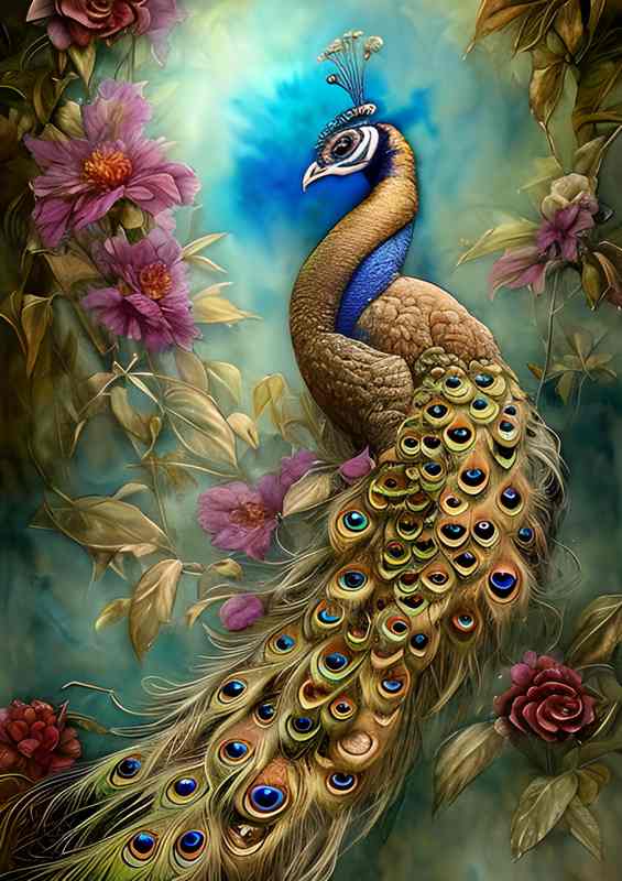 Gray Peacock Art Watercolor | Canvas