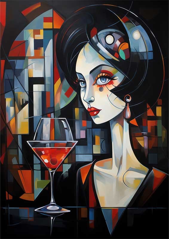 Chromatic Melange woman with a martini | Canvas