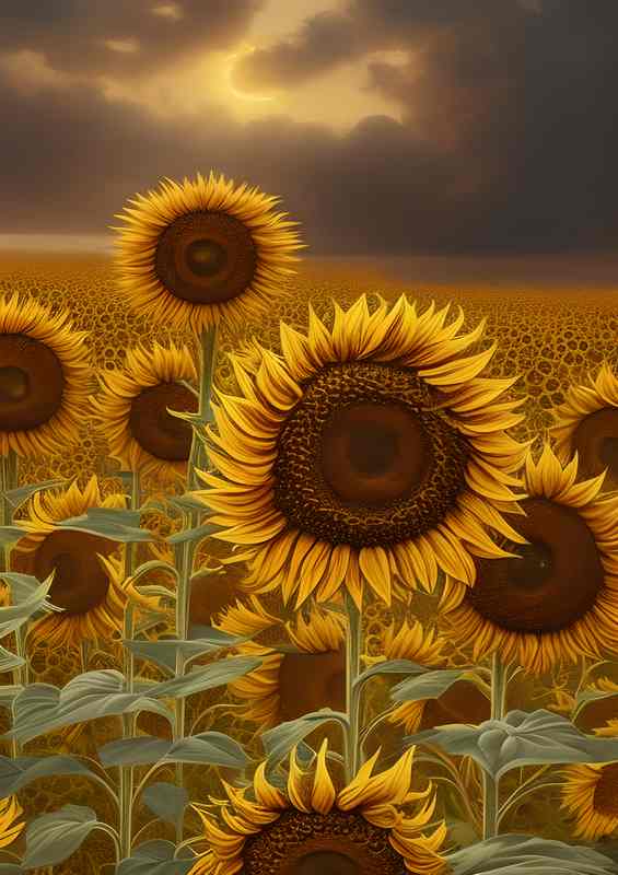Stunning Botanical Painting Of Sunflowers | Poster