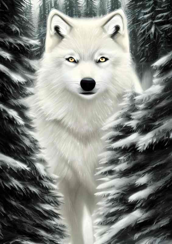 Tiny White Wolf In The Snow | Poster