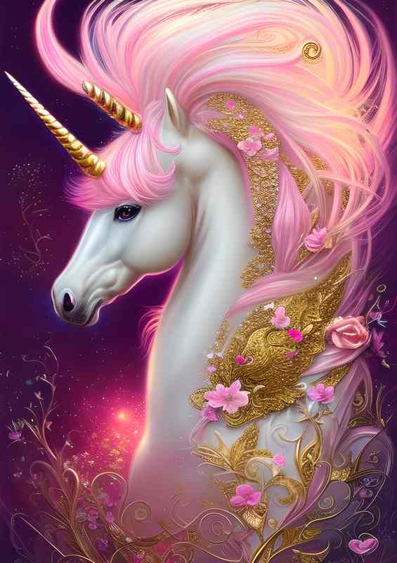 Whimsical Beautiful Pink Unicorn | Poster