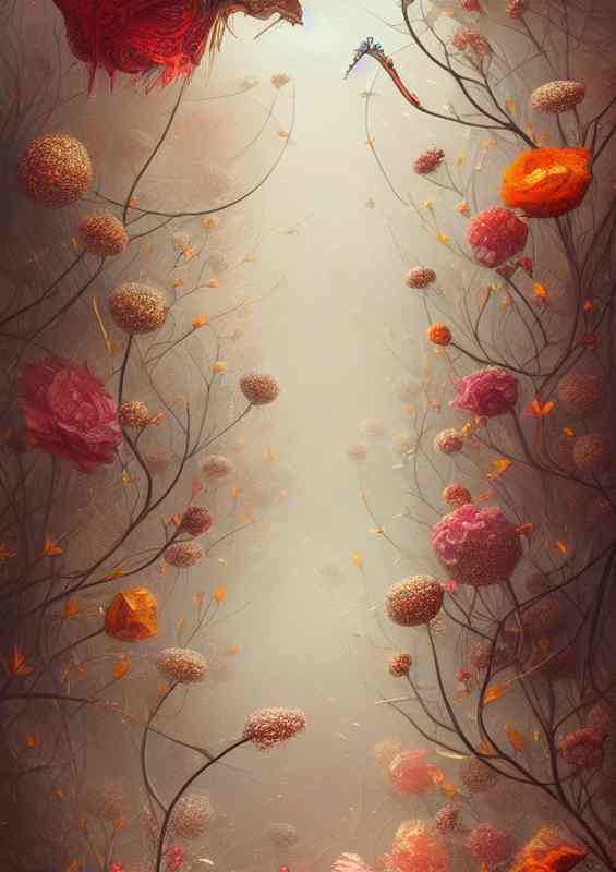 Whimsical Detailed Fantasy Cute Flowers | Canvas