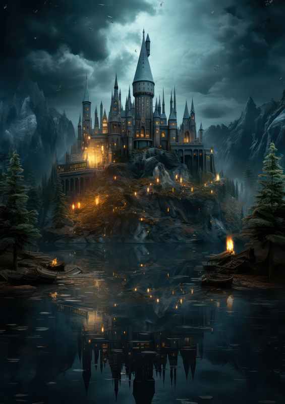 Potters castle surrounded by water | Di-Bond