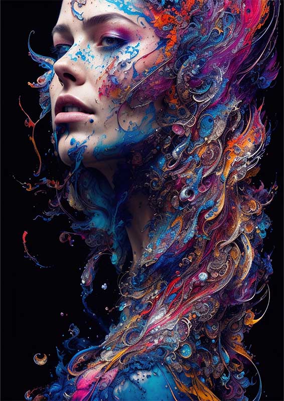 Colorful beautiful woman Black Faces in a Riot of Colors | Di-Bond