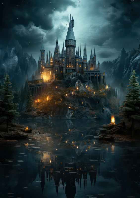 Potters castle surrounded by water | Poster