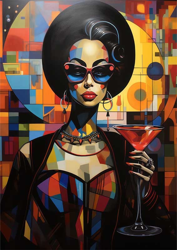 Eclectic Emoticons woman with a martini | Canvas