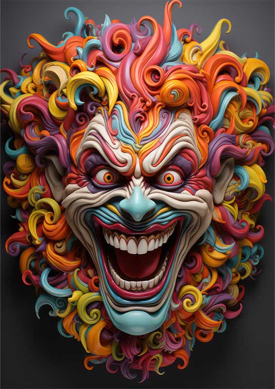 EmoFace Chromatic Blissscary Clown Hyper Neo Canvas