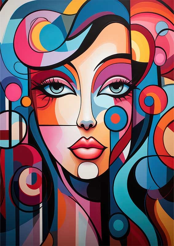 Emotional Mosaic woman with blue eyes | Metal Poster