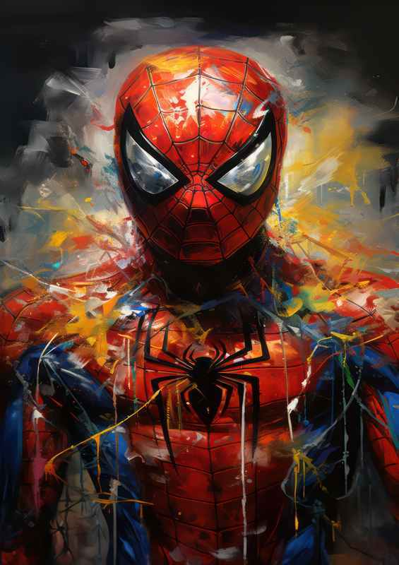 Spider man comic art abstract in the style of splash art | Canvas