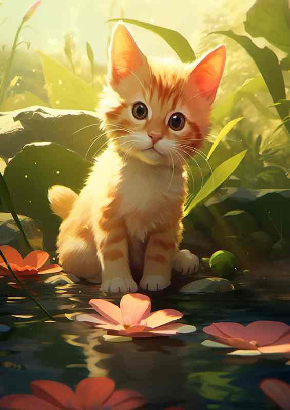 Art of Cats with Leaves on Top | Di-Bond