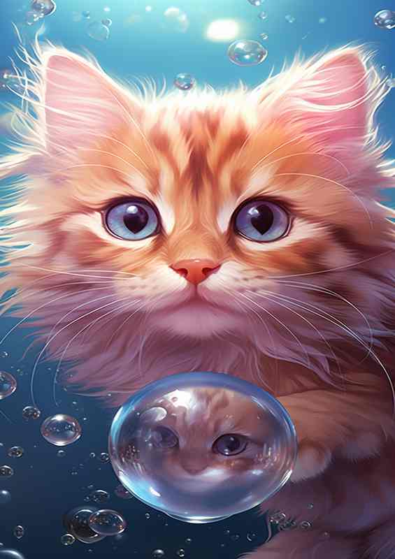 Dewy Dreams Water Droplet Cats | Canvas