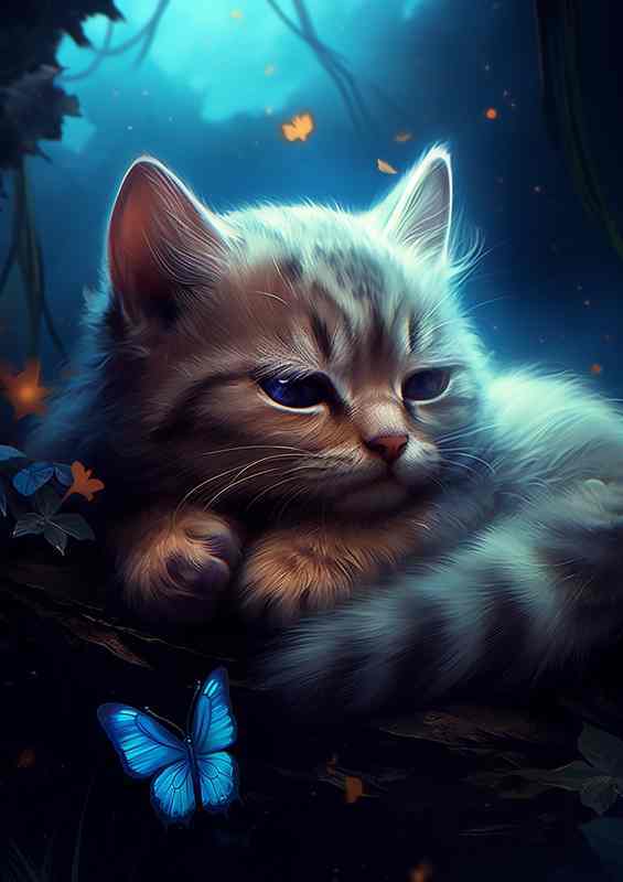 Dreamy Drifters Kittens Sleeping with Ethereal Companions | Di-Bond