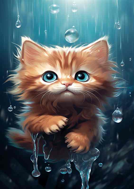 Feline Foliage Cats with Leafy Adornments in Art | Metal Poster