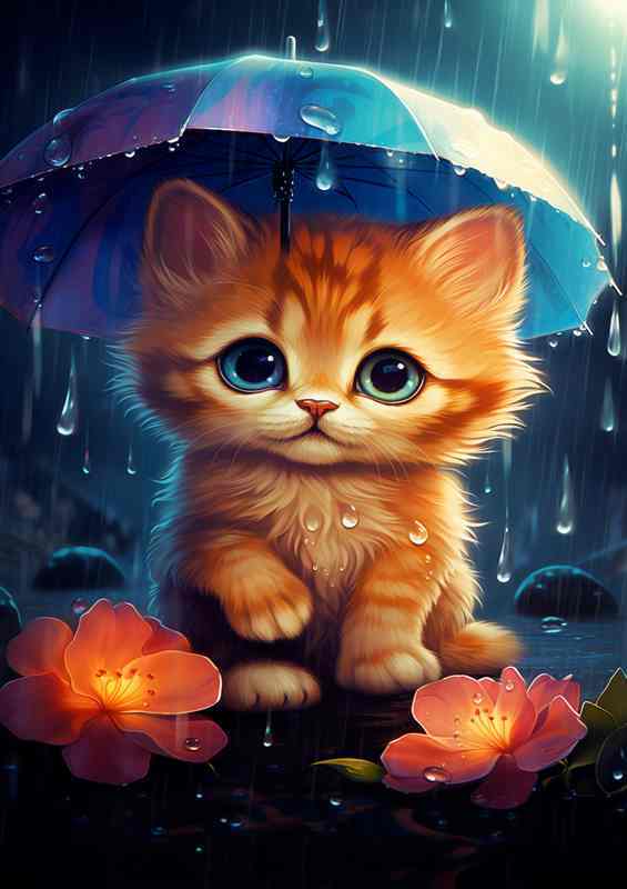 Paws And Petrichor Kitten Adventures in the Rain | Di-Bond
