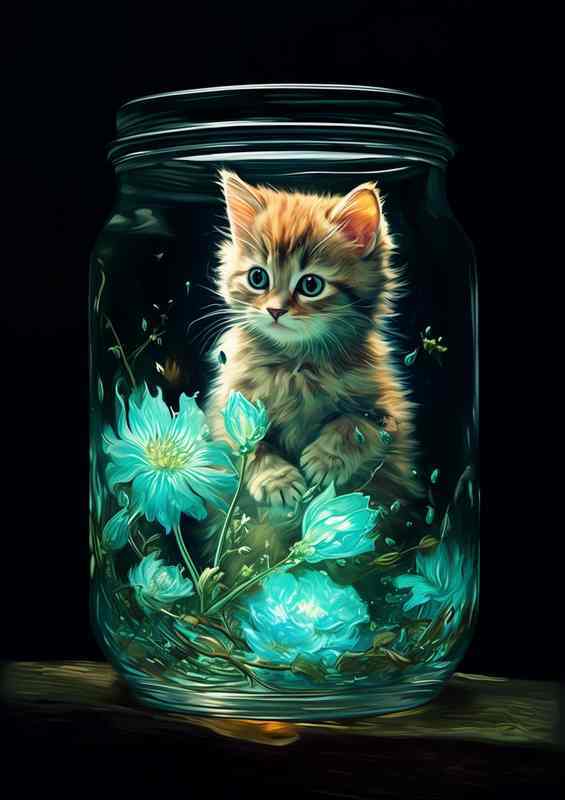 Puddle Purr spectives Kittens | Metal Poster