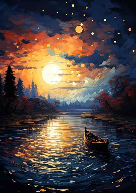 Boat Adrift Cosmic Dreams Overhead Shine | Poster
