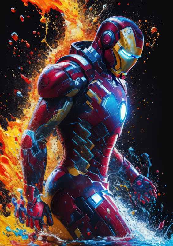 Splash art iron man black background A survival epic | Di-Bond
