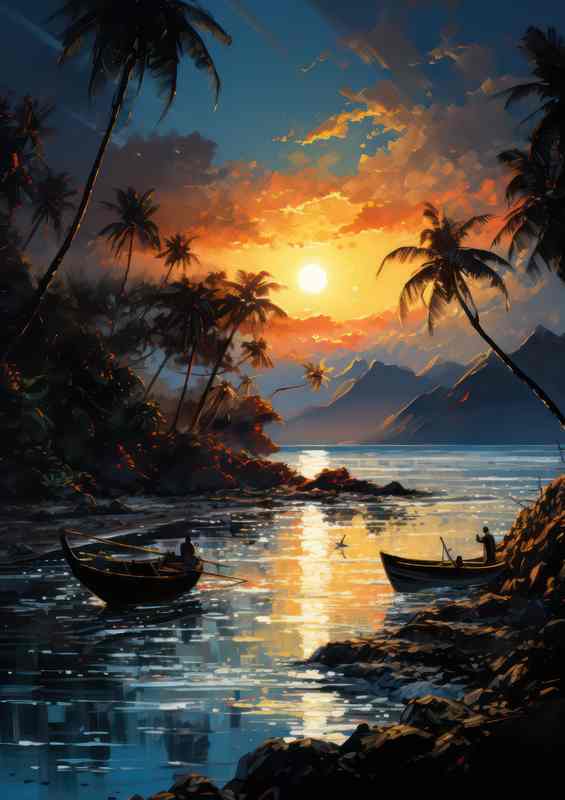 Coastal Serenity Boats Resting On Shores | Metal Poster