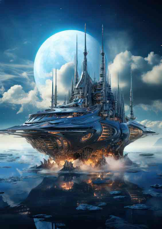 Cosmic Ship Embraces the Moons Glow | Di-Bond