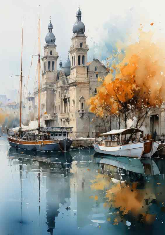 Day Embrace canal reflects Floating boats | Canvas