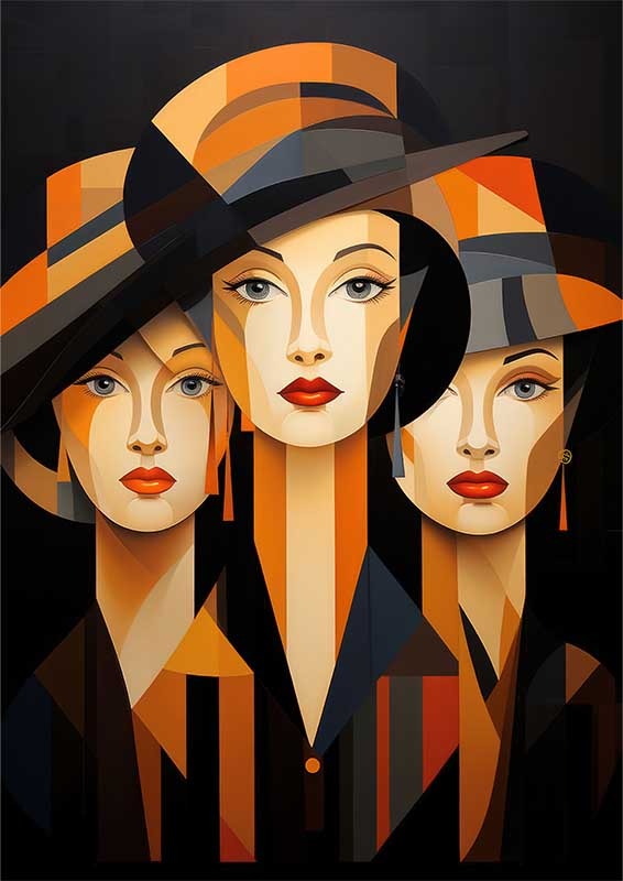 Pop Art Phantoms Vibrant Visions ladys faces | Metal Poster