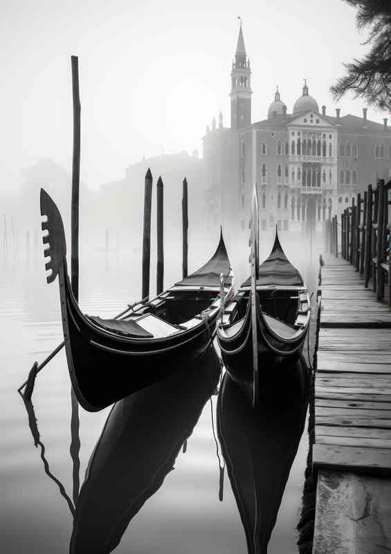 Daytime Boats Rest On Canals | Poster