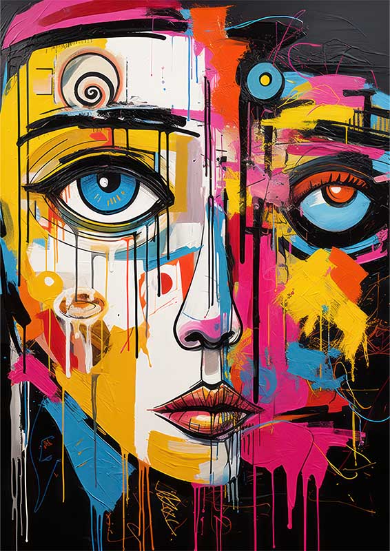 Pop Art Phantoms woman with a pearl earring | Metal Poster