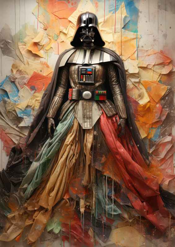 Star wars patchwork collage splashed with colour | Poster