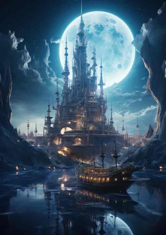 Moons Galleon Sails At Night | Di-Bond