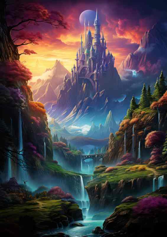 Rainbows Embrace Mountain Falls Stand Proud | Poster