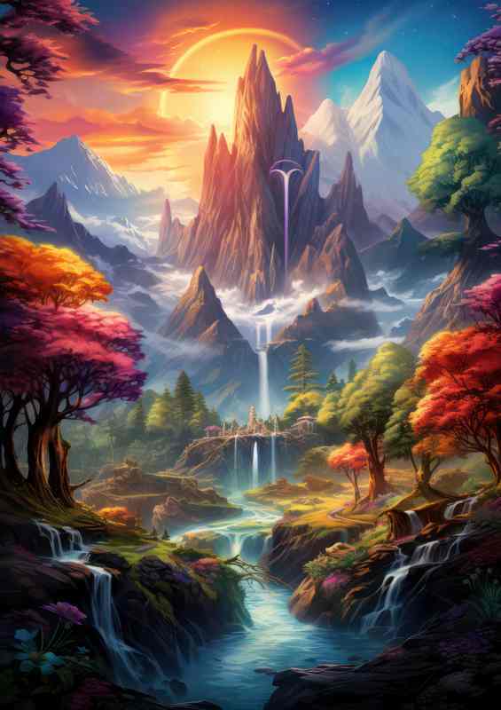 Rainbows Mountain Tale Falls Glisten Below | Poster