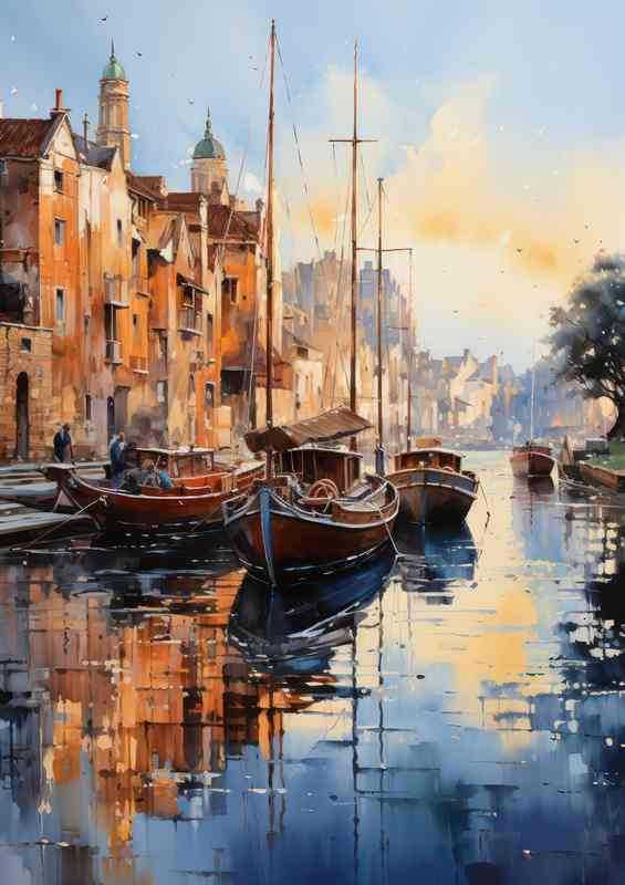 Shimmering Waters Daytime Dance Of Boats | Canvas