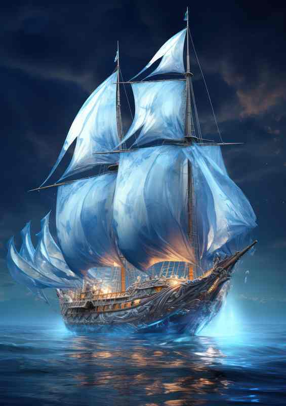 Starry Seascape Whispers Sailboats Night Dance | Di-Bond