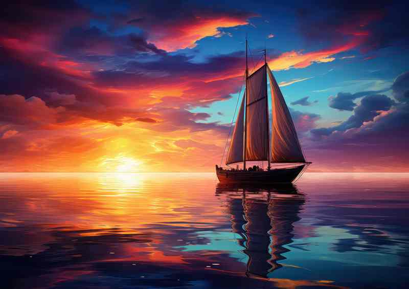 Dreamy Ocean Canvas Sailboats Evening Drift | Canvas
