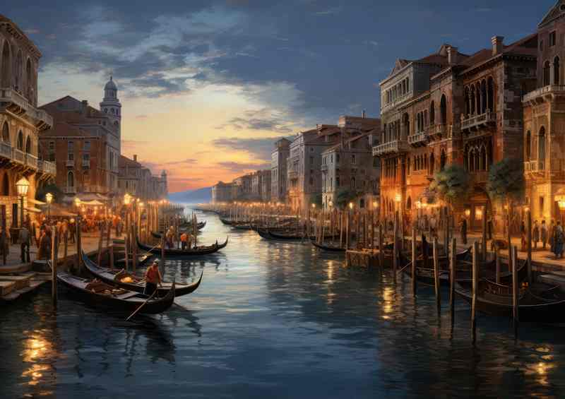Evening Glow Grand Canal's Sunset Serenade | Canvas